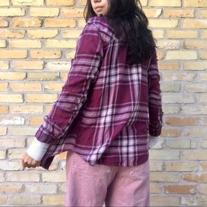 oversized boyfriend flannel 🖤 maroon, sky blue and white
